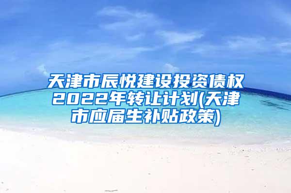 天津市辰悦建设投资债权2022年转让计划(天津市应届生补贴政策)