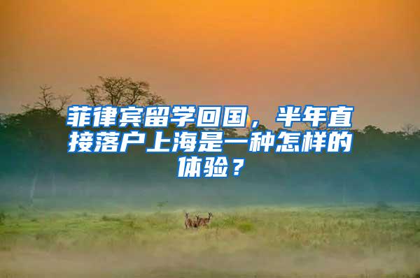 菲律宾留学回国，半年直接落户上海是一种怎样的体验？