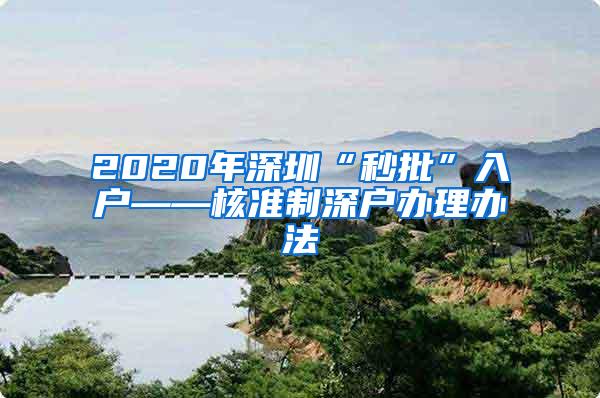 2020年深圳“秒批”入户——核准制深户办理办法