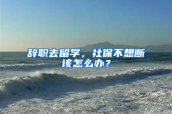辞职去留学，社保不想断该怎么办？