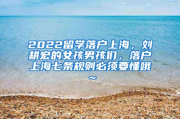 2022留学落户上海，刘耕宏的女孩男孩们，落户上海七条规则必须要懂哦～