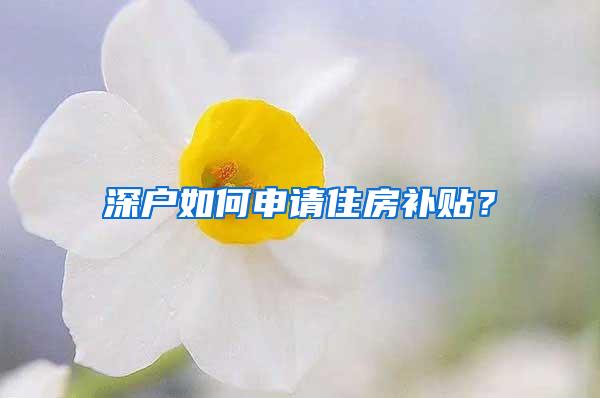 深户如何申请住房补贴？