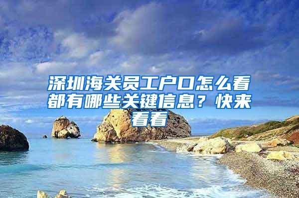 深圳海关员工户口怎么看都有哪些关键信息？快来看看