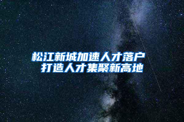 松江新城加速人才落户 打造人才集聚新高地