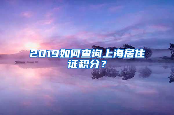 2019如何查询上海居住证积分？