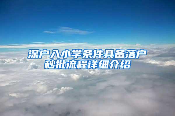 深户入小学条件具备落户秒批流程详细介绍