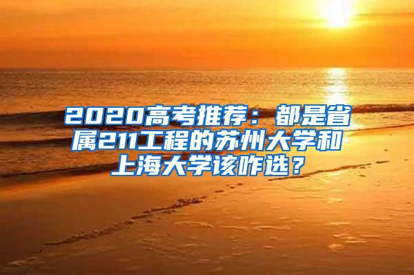 2020高考推荐：都是省属211工程的苏州大学和上海大学该咋选？