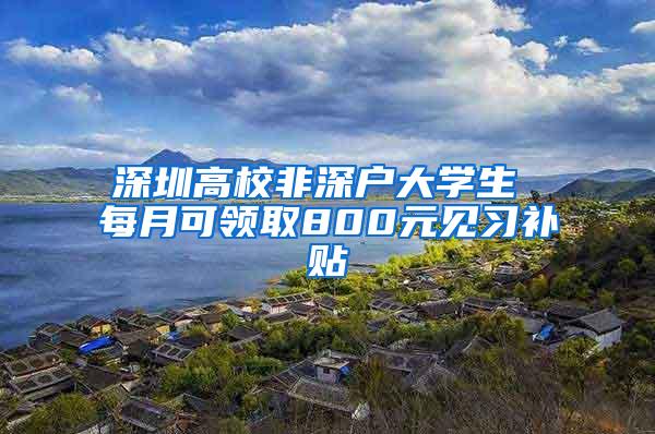 深圳高校非深户大学生 每月可领取800元见习补贴