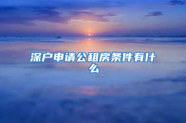 深户申请公租房条件有什么