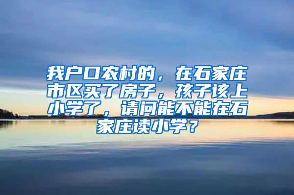 我户口农村的，在石家庄市区买了房子，孩子该上小学了，请问能不能在石家庄读小学？