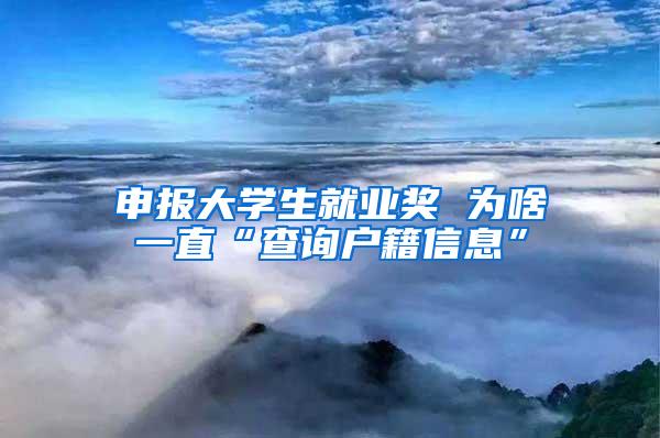 申报大学生就业奖 为啥一直“查询户籍信息”