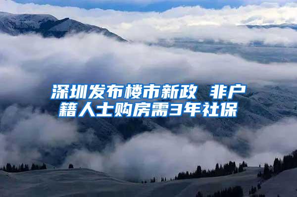 深圳发布楼市新政 非户籍人士购房需3年社保