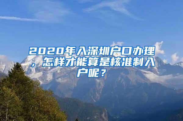 2020年入深圳户口办理，怎样才能算是核准制入户呢？