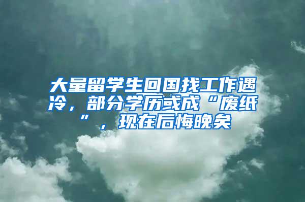 大量留学生回国找工作遇冷，部分学历或成“废纸”，现在后悔晚矣