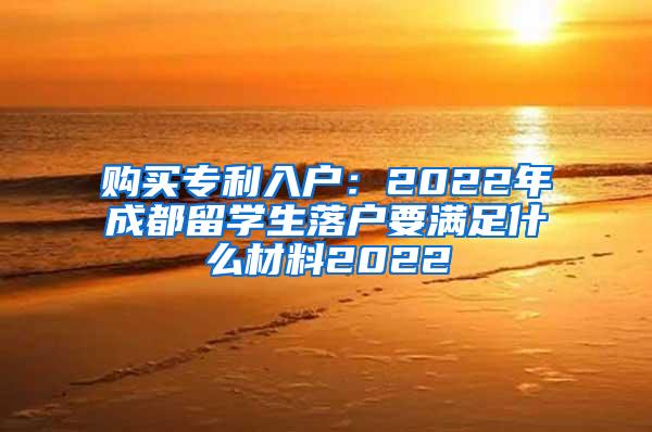 购买专利入户：2022年成都留学生落户要满足什么材料2022