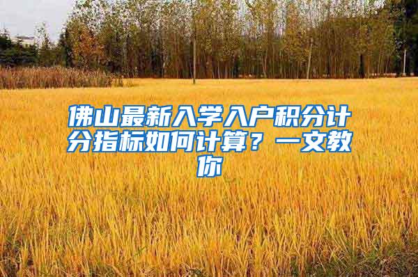 佛山最新入学入户积分计分指标如何计算？一文教你