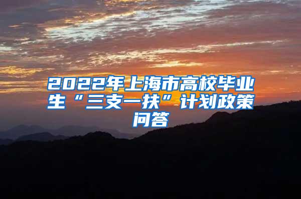 2022年上海市高校毕业生“三支一扶”计划政策问答