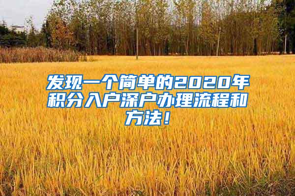 发现一个简单的2020年积分入户深户办理流程和方法！