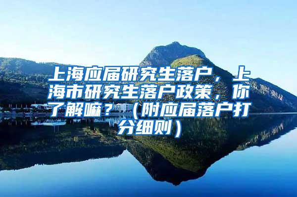 上海应届研究生落户，上海市研究生落户政策，你了解嘛？（附应届落户打分细则）