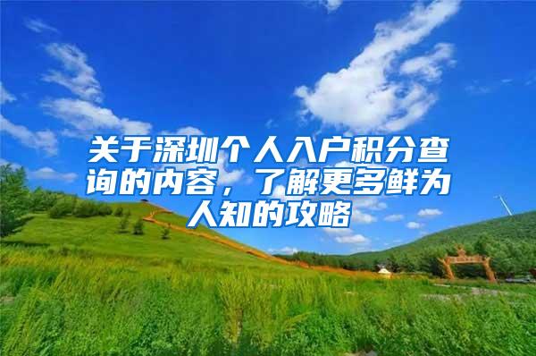 关于深圳个人入户积分查询的内容，了解更多鲜为人知的攻略