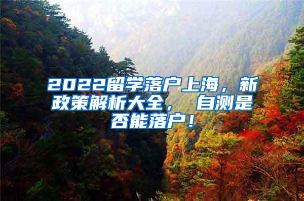 2022留学落户上海，新政策解析大全， 自测是否能落户！