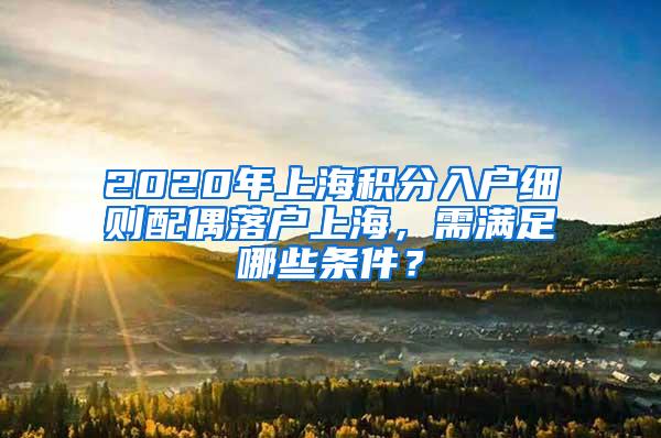 2020年上海积分入户细则配偶落户上海，需满足哪些条件？