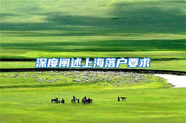 深度阐述上海落户要求