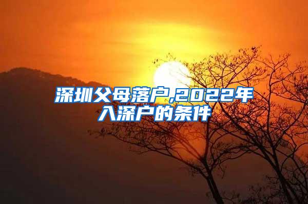 深圳父母落户,2022年入深户的条件