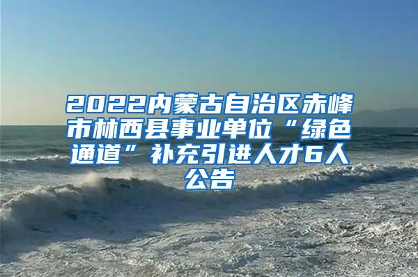 2022内蒙古自治区赤峰市林西县事业单位“绿色通道”补充引进人才6人公告