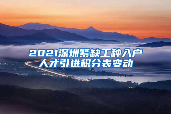 2021深圳紧缺工种入户人才引进积分表变动