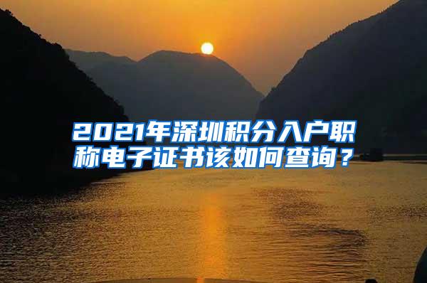 2021年深圳积分入户职称电子证书该如何查询？