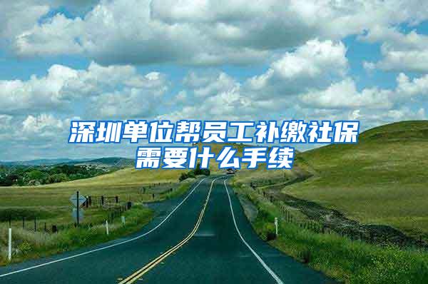 深圳单位帮员工补缴社保需要什么手续