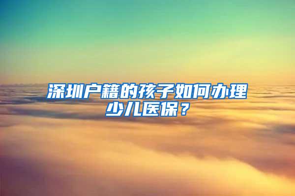 深圳户籍的孩子如何办理少儿医保？