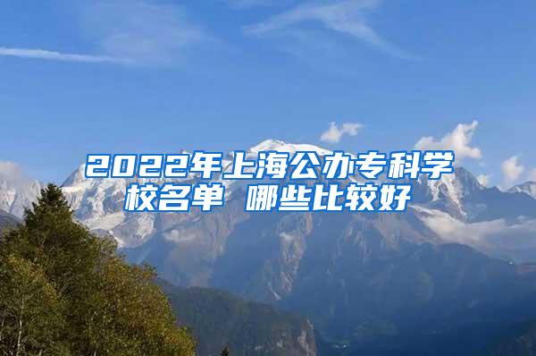 2022年上海公办专科学校名单 哪些比较好