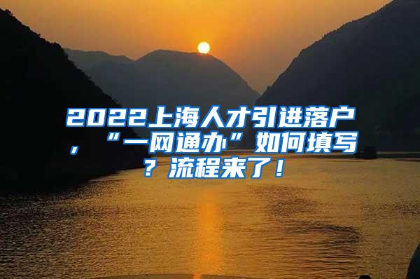 2022上海人才引进落户，“一网通办”如何填写？流程来了！
