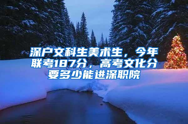 深户文科生美术生，今年联考187分，高考文化分要多少能进深职院