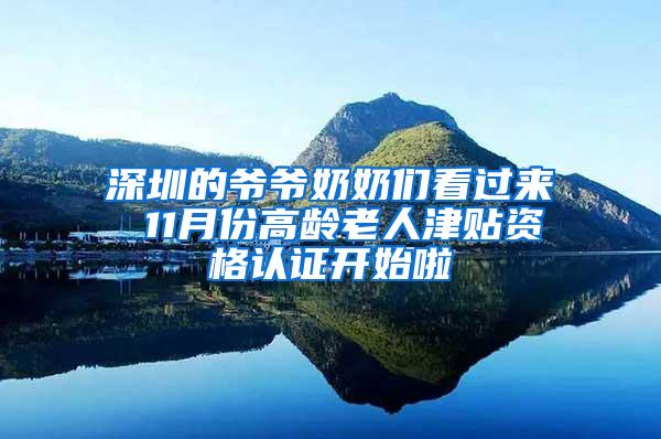 深圳的爷爷奶奶们看过来 11月份高龄老人津贴资格认证开始啦