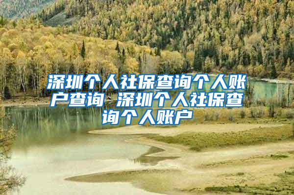 深圳个人社保查询个人账户查询 深圳个人社保查询个人账户