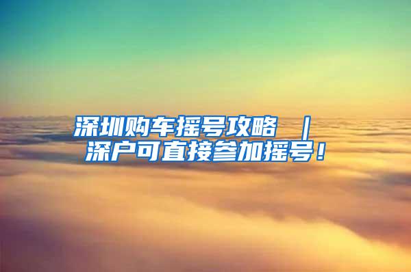 深圳购车摇号攻略 ｜ 深户可直接参加摇号！