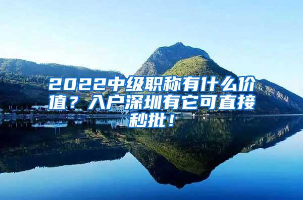 2022中级职称有什么价值？入户深圳有它可直接秒批！