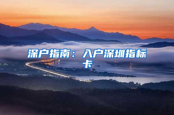 深户指南：入户深圳指标卡