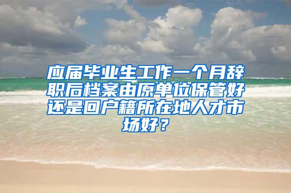 应届毕业生工作一个月辞职后档案由原单位保管好还是回户籍所在地人才市场好？