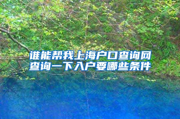 谁能帮我上海户口查询网查询一下入户要哪些条件
