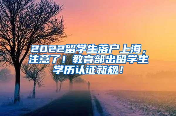 2022留学生落户上海，注意了！教育部出留学生学历认证新规！