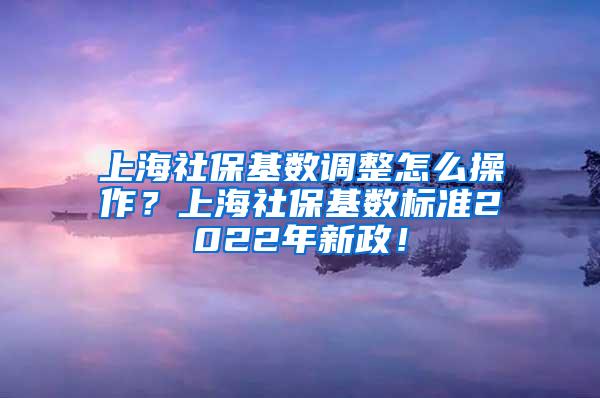 上海社保基数调整怎么操作？上海社保基数标准2022年新政！
