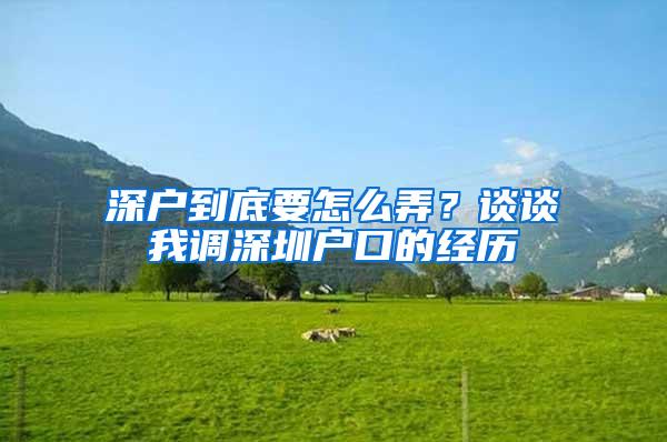 深户到底要怎么弄？谈谈我调深圳户口的经历