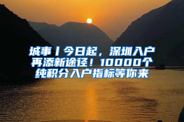 城事丨今日起，深圳入户再添新途径！10000个纯积分入户指标等你来