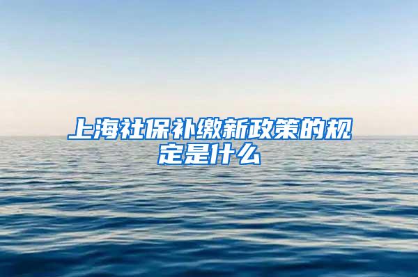 上海社保补缴新政策的规定是什么