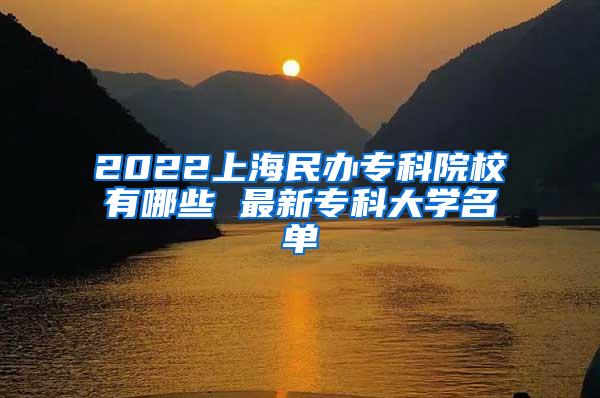 2022上海民办专科院校有哪些 最新专科大学名单