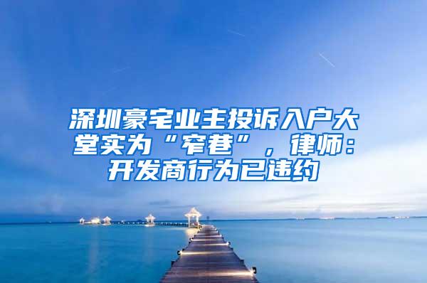 深圳豪宅业主投诉入户大堂实为“窄巷”，律师：开发商行为已违约